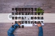 开电动车的小生意——在城市生活的你需要注意些什么？，都市生活，如何管理你的电动汽车小生意