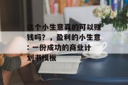 这个小生意真的可以赚钱吗？，盈利的小生意: 一份成功的商业计划书模板