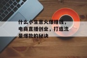 什么小生意火爆赚钱，电商直播创业，打造流量爆款的秘诀