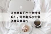 河南商丘的小生意赚钱吗？，河南商丘小生意创业前景分析