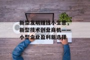 新型发明赚钱小生意，新型技术创业商机——小型企业盈利新选择