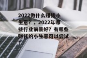 2022做什么赚钱小生意？，2022年哪些行业前景好？有哪些赚钱的小生意可以尝试?