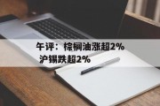 午评：棕榈油涨超2% 沪锡跌超2%