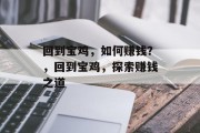 回到宝鸡，如何赚钱？，回到宝鸡，探索赚钱之道