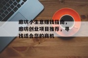 廊坊小生意赚钱指南，廊坊创业项目推荐，寻找适合您的商机