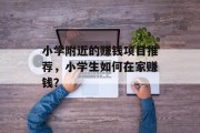 小学附近的赚钱项目推荐，小学生如何在家赚钱？