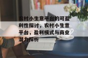 农村小生意平台的可盈利性探讨，农村小生意平台，盈利模式与商业潜力探析