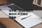 沃尔德：公司拟回购不超过86.95万股公司股份