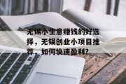 无锡小生意赚钱的好选择，无锡创业小项目推荐，如何快速盈利?