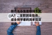 做什么小生意赚钱不累人？，全职创业指南，适合初学者的简单投资项目
