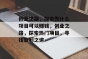 创业之路，探索做什么项目可以赚钱，创业之路，探索热门项目，寻找盈利之道