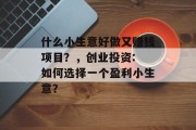 什么小生意好做又赚钱项目？，创业投资: 如何选择一个盈利小生意？