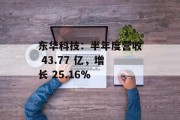 东华科技：半年度营收 43.77 亿，增长 25.16%