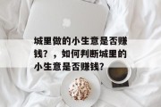 城里做的小生意是否赚钱？，如何判断城里的小生意是否赚钱？