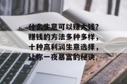 什么生意可以赚大钱？赚钱的方法多种多样，十种高利润生意选择，让你一夜暴富的秘诀
