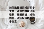 如何选择投资成都的小生意，让你的财富迅速增长，把握商机，成功创业，选择投资成都的小生意