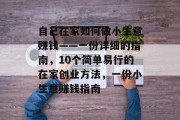 自己在家如何做小生意赚钱——一份详细的指南，10个简单易行的在家创业方法，一份小生意赚钱指南