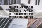 赚钱学生小生意的几种方式和技巧，大学生创业，不同类型的小生意盈利模式探讨与技巧分享