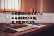 华数传媒业绩快报：上半年净利润2.43亿元 同比降32.8%