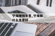 宁海赚钱生意_宁海做什么生意好