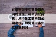 在利辛做小生意赚取利润的途径，利辛创业商机，从个体工商户到公司老板，如何通过小生意赚取利润