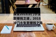 探索2018冷门小生意赚钱之道，2018冷门小生意赚钱之路