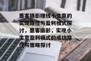 墨客摄影赚钱小生意的实现路径与盈利模式探讨，墨客摄影，实现小生意盈利模式的成功路径与策略探讨