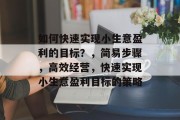 如何快速实现小生意盈利的目标？，简易步骤，高效经营，快速实现小生意盈利目标的策略