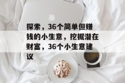 探索，36个简单但赚钱的小生意，挖掘潜在财富，36个小生意建议