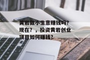 黄岩做小生意赚钱吗？现在？，投资黄岩创业项目如何赚钱?
