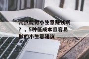 几点能做小生意赚钱啊？，5种低成本且容易做的小生意建议