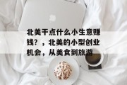 北美干点什么小生意赚钱？，北美的小型创业机会，从美食到旅游