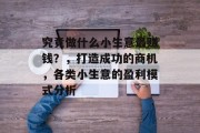 究竟做什么小生意最赚钱？，打造成功的商机，各类小生意的盈利模式分析