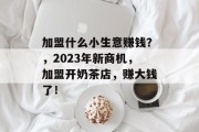 加盟什么小生意赚钱？，2023年新商机，加盟开奶茶店，赚大钱了！