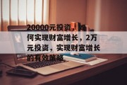 20000元投资，如何实现财富增长，2万元投资，实现财富增长的有效策略