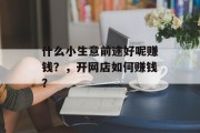 什么小生意前途好呢赚钱？，开网店如何赚钱？