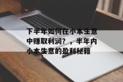 下半年如何在小本生意中赚取利润？，半年内小本生意的盈利秘籍