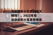 当前哪些小生意好做又赚钱？，2022年投资创业的小生意有哪些？
