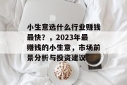 小生意选什么行业赚钱最快？，2023年最赚钱的小生意，市场前景分析与投资建议