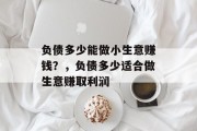 负债多少能做小生意赚钱？，负债多少适合做生意赚取利润