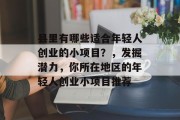 县里有哪些适合年轻人创业的小项目？，发掘潜力，你所在地区的年轻人创业小项目推荐