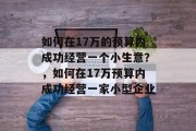 如何在17万的预算内成功经营一个小生意？，如何在17万预算内成功经营一家小型企业
