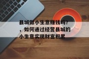 县城做小生意赚钱吗？，如何通过经营县城的小生意实现财富积累