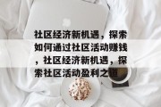 社区经济新机遇，探索如何通过社区活动赚钱，社区经济新机遇，探索社区活动盈利之道