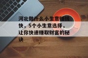 河北做什么小生意赚钱快，5个小生意选择，让你快速赚取财富的秘诀