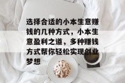选择合适的小本生意赚钱的几种方式，小本生意盈利之道，多种赚钱方式帮你轻松实现创业梦想