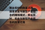 邢台农村的致富之路，探索农业与新型产业结合的赚钱模式，邢台农村，农业与新型产业结合的致富之路