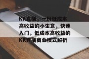 KK直播，一份低成本高收益的小生意，快速入门，低成本高收益的KK直播商业模式解析
