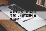 做好小生意，赚钱之道何在？，如何实现小生意盈利?