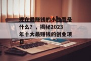 现在最赚钱的小生意是什么？，揭秘2023年十大最赚钱的创业项目